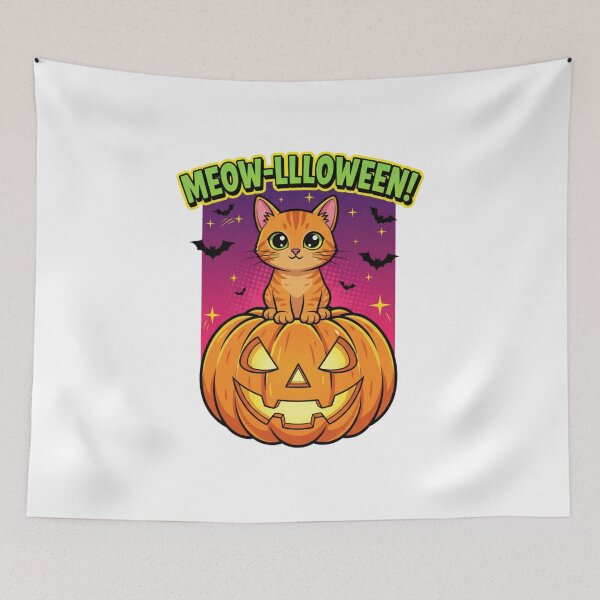 Item preview, Adorable Halloween Kitty:Cute Orange Tabby Sitting on a Jack-o'-Lantern designed and sold by catlovers2025.