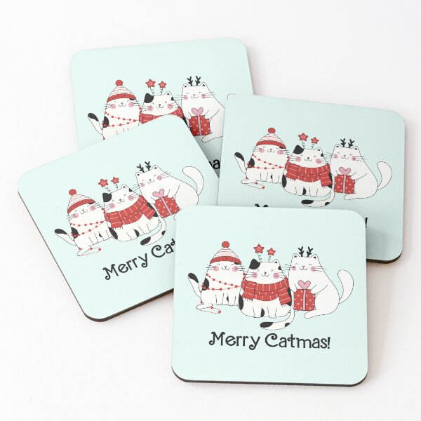 Item preview, Merry Catmas cute black and white cats designed and sold by FatBirdie.