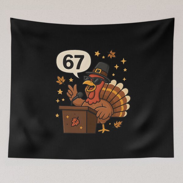 Item preview, Funny Turkey Speech 67 Thanksgiving Meme – Cool Pilgrim Turkey Giving a Speech Cartoon Design designed and sold by GraphicEX.