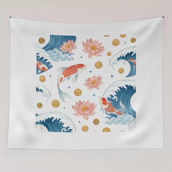 Item preview, Koi fish , lucky waves , lotus blossoms designed and sold by Lucky 777.