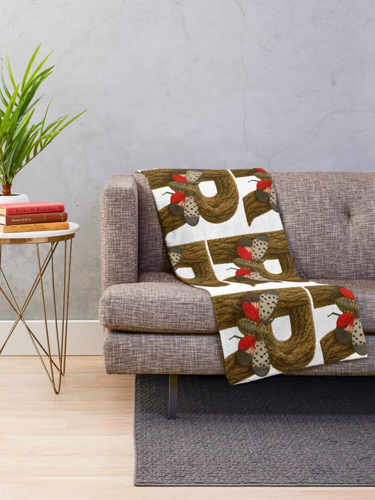 Thumbnail 2 of 6, Throw Blanket, LANTERNFLY LETTER R designed and sold by Art-type.