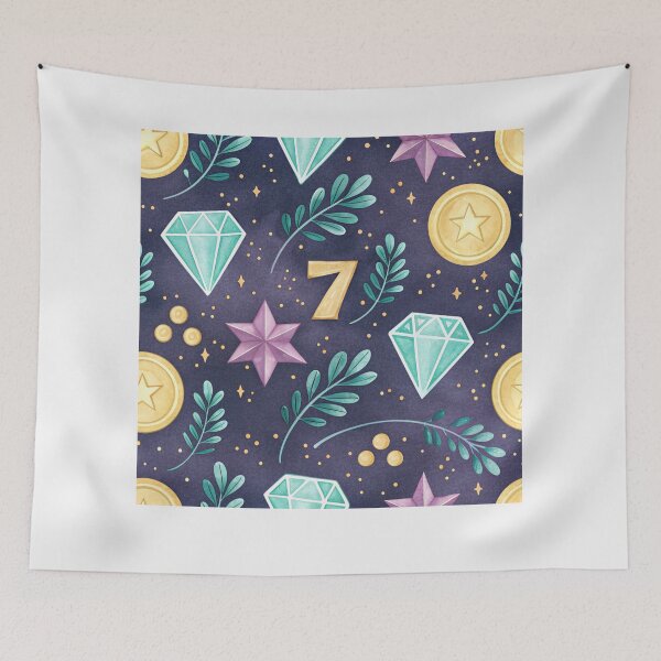 Item preview, Number 7 with crystal gems . designed and sold by Lucky 777.