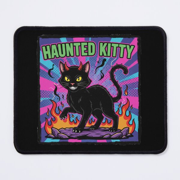 Item preview, Haunted Kitty: Pop Art Devil Cat with Horns and Flames designed and sold by catlovers2025.