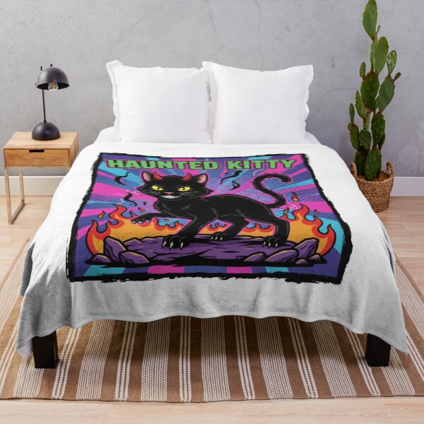 Item preview, Haunted Kitty: Pop Art Devil Cat with Horns and Flames designed and sold by catlovers2025.