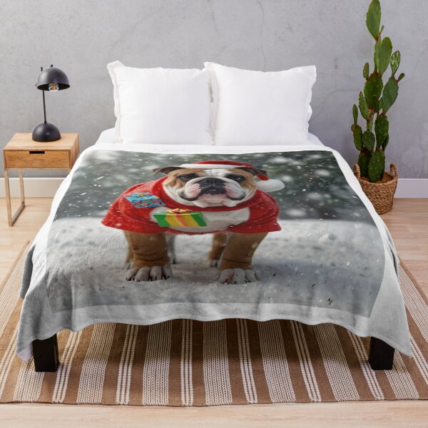 Item preview, Bulldog Santa Carrying Gifts designed and sold by PetJoyPrintsCO.