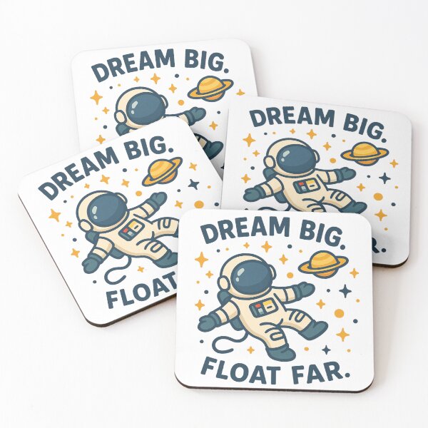 Item preview, Dream Big Float Far Cute Astronaut Space Quote Design. designed and sold by The-T-In-Retro.