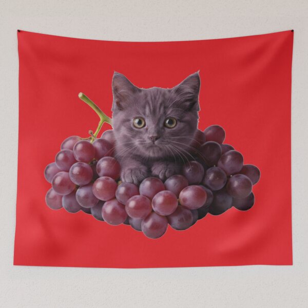 Item preview, Grape Cat – Purple Kitten in a Bunch of Grapes designed and sold by OOStudio.
