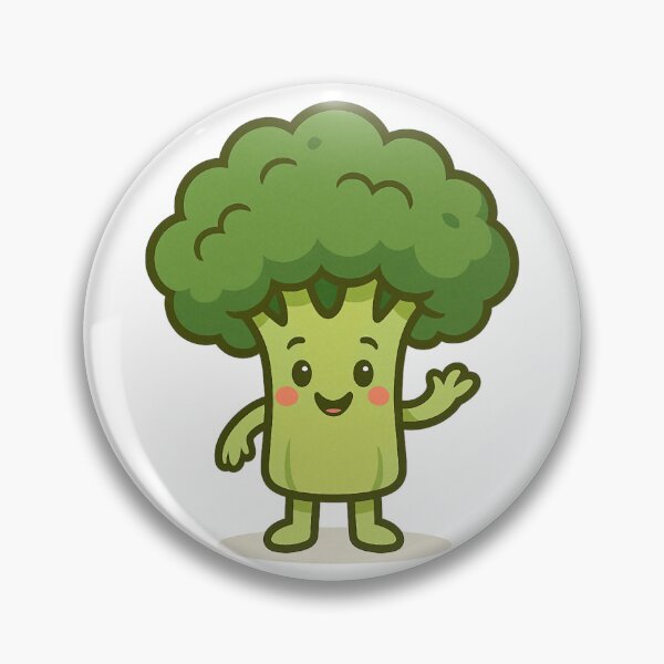 Item preview, Happy Cartoon Broccoli Waving with a Big Smile. designed and sold by The-T-In-Retro.