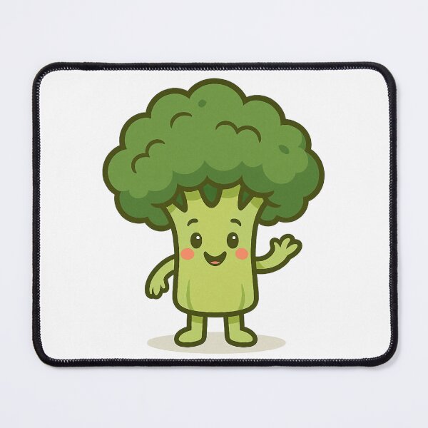 Item preview, Happy Cartoon Broccoli Waving with a Big Smile. designed and sold by The-T-In-Retro.