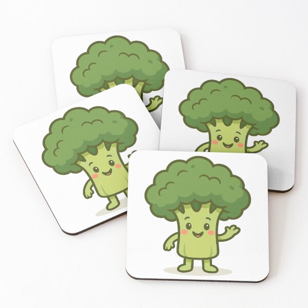 Item preview, Happy Cartoon Broccoli Waving with a Big Smile. designed and sold by The-T-In-Retro.