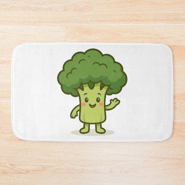 Item preview, Happy Cartoon Broccoli Waving with a Big Smile. designed and sold by The-T-In-Retro.