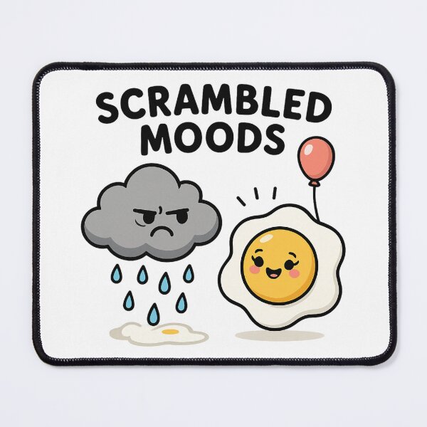 Item preview, Scrambled Moods Funny Egg and Cloud Cartoon. designed and sold by The-T-In-Retro.