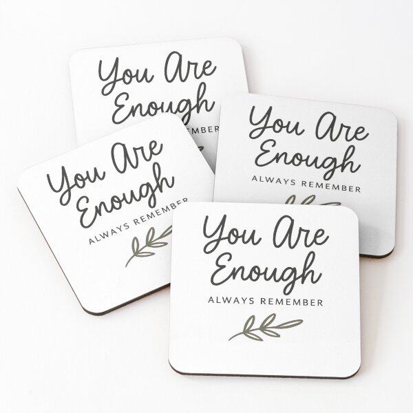 Item preview, You Are Enough – Feminine Script with Botanical Accent designed and sold by CuteOasis.