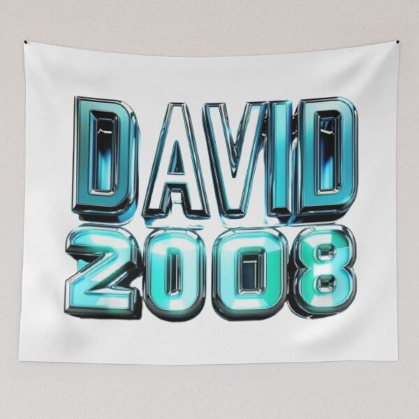 Item preview, David 2008 — Chrome Blue 3D Text Design designed and sold by AlexLineArt.