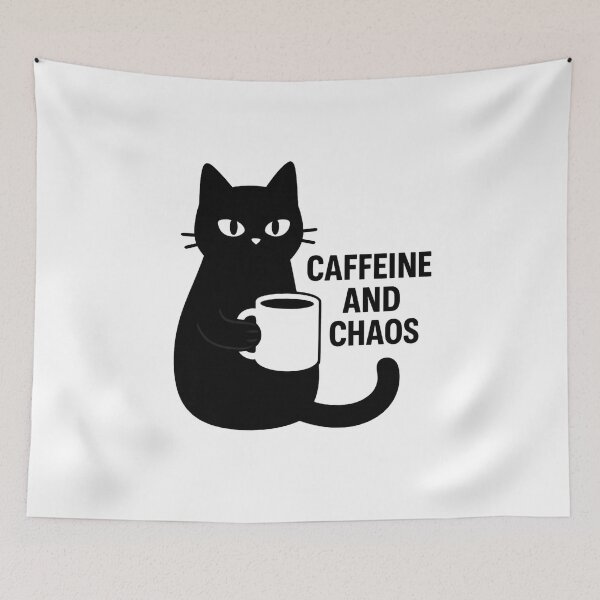 Item preview, Caffeine and Chaos - Black Cat designed and sold by CraftedHome.