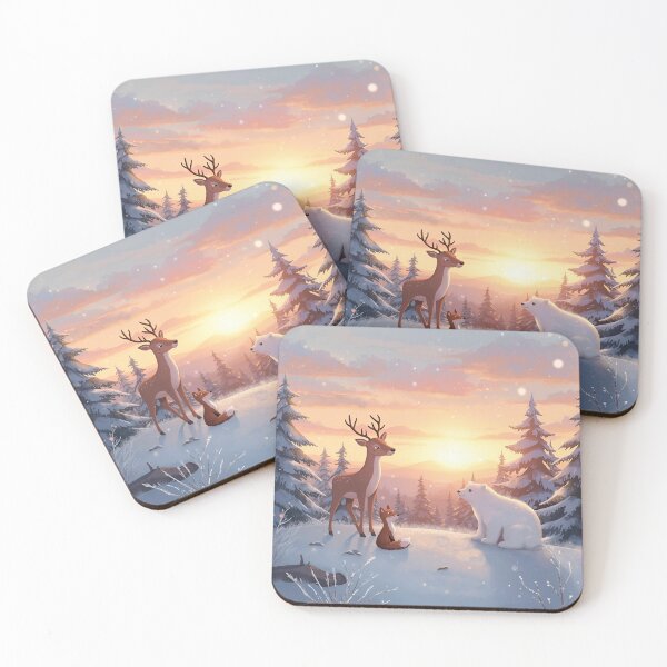 Item preview, Winter Sunrise with Forest Friends designed and sold by WildlifeWhimsy.