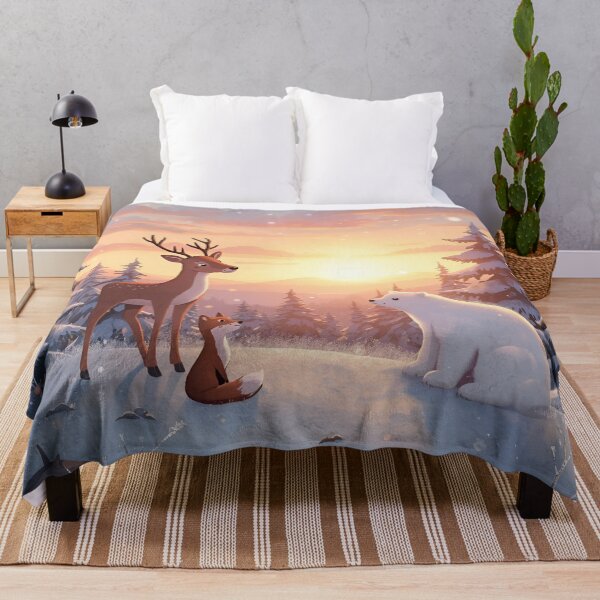 Item preview, Winter Sunrise with Forest Friends designed and sold by WildlifeWhimsy.