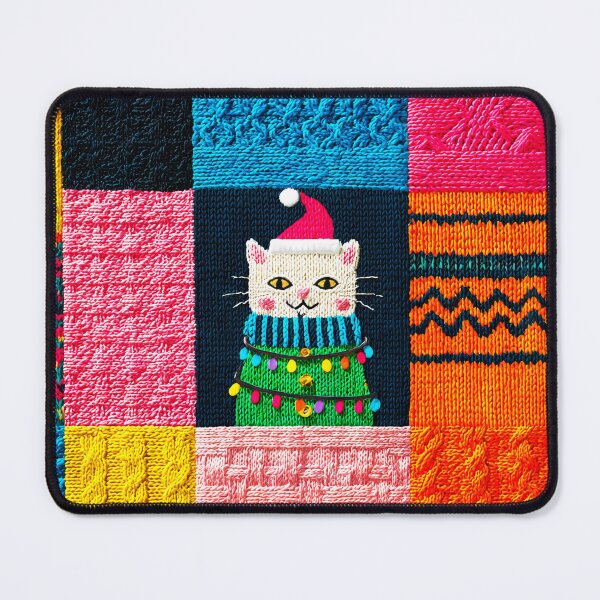 Item preview, Patchwork Christmas Tree Lights Kitten designed and sold by scicilysimonee.
