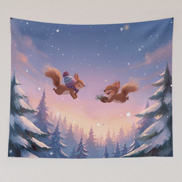 Item preview, Flying Squirrels Soaring Over a Snowy Forest designed and sold by WildlifeWhimsy.