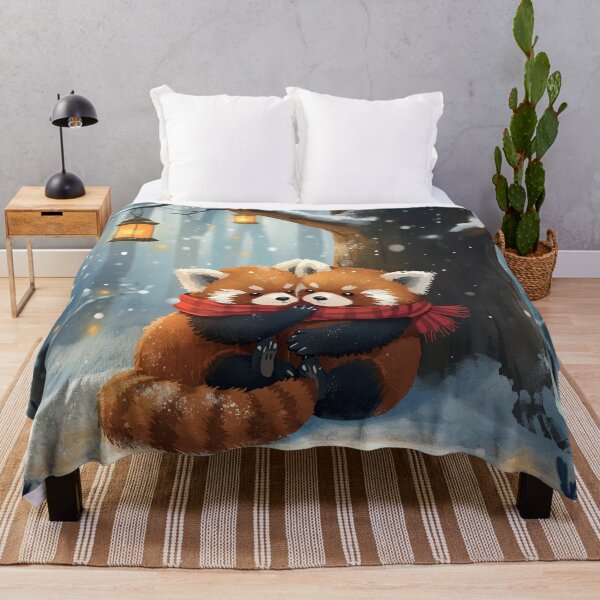 Item preview, Red Panda Couple Snuggling in a Snowy Forest designed and sold by WildlifeWhimsy.