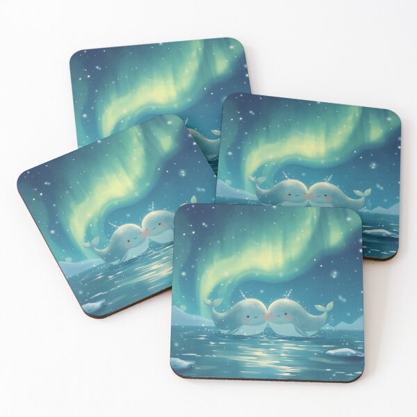 Item preview, Narwhal Friends Swimming Under the Northern Lights designed and sold by WildlifeWhimsy.