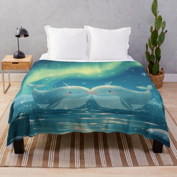 Item preview, Narwhal Friends Swimming Under the Northern Lights designed and sold by WildlifeWhimsy.