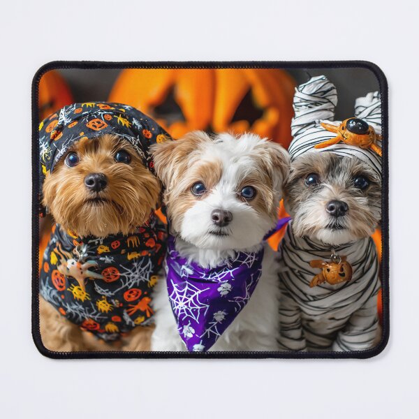 Item preview, Dog in Halloween Costumes – Adorable Mummy Kittens with Pumpkins and Spooky Background designed and sold by Grafititee.