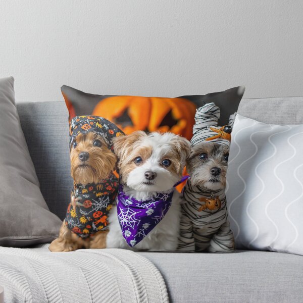 Item preview, Dog in Halloween Costumes – Adorable Mummy Kittens with Pumpkins and Spooky Background designed and sold by Grafititee.
