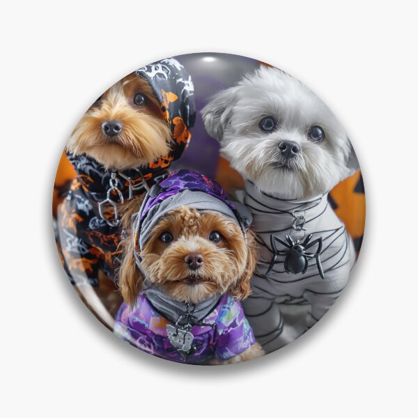Item preview, Dog in Halloween Costumes – Adorable Mummy Kittens with Pumpkins and Spooky Background designed and sold by Grafititee.