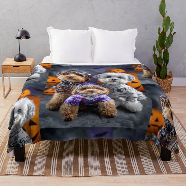 Item preview, Dog in Halloween Costumes – Adorable Mummy Kittens with Pumpkins and Spooky Background designed and sold by Grafititee.