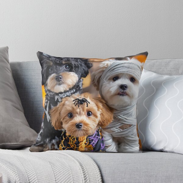 Item preview, Dog in Halloween Costumes – Adorable Mummy Kittens with Pumpkins and Spooky Background designed and sold by Grafititee.