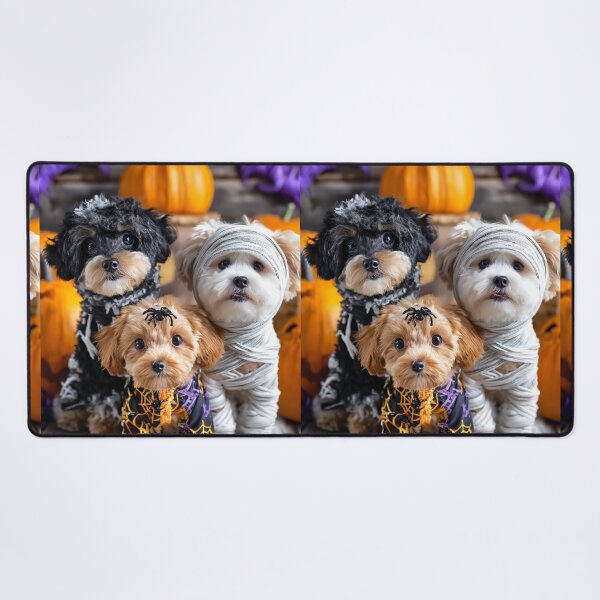 Item preview, Dog in Halloween Costumes – Adorable Mummy Kittens with Pumpkins and Spooky Background designed and sold by Grafititee.