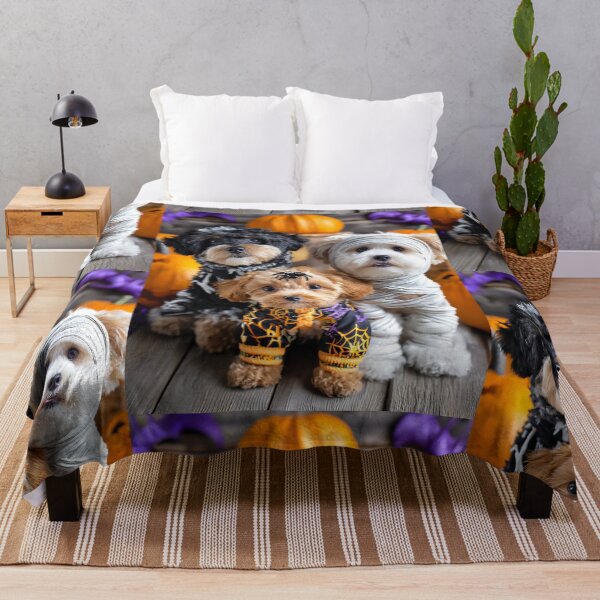 Item preview, Dog in Halloween Costumes – Adorable Mummy Kittens with Pumpkins and Spooky Background designed and sold by Grafititee.