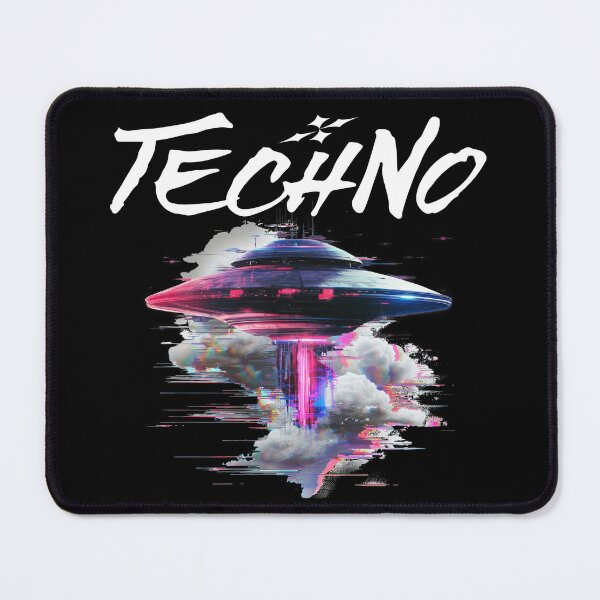 Item preview, TECHNO - UFO Glitch (White) designed and sold by Discothreadz.
