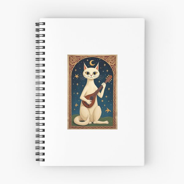 Item preview, Cream Cat Lute Medieval Manuscript designed and sold by PictorialWhimsy.