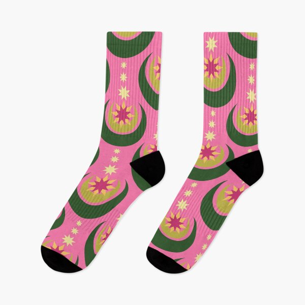 Item preview, Art Deco moon and stars - hot pink and green designed and sold by Home Cyn Home.