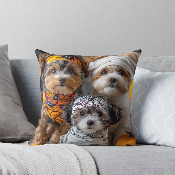 Item preview, Dog in Halloween Costumes – Adorable Mummy Kittens with Pumpkins and Spooky Background designed and sold by Grafititee.