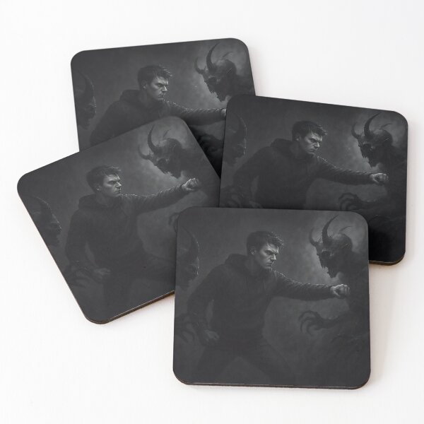Item preview, Man Confronts His Demons in Darkness designed and sold by letsnvision.