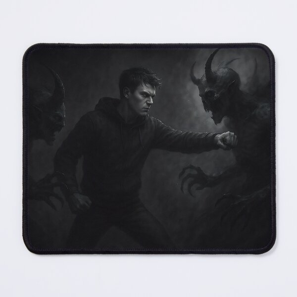 Item preview, Man Confronts His Demons in Darkness designed and sold by letsnvision.