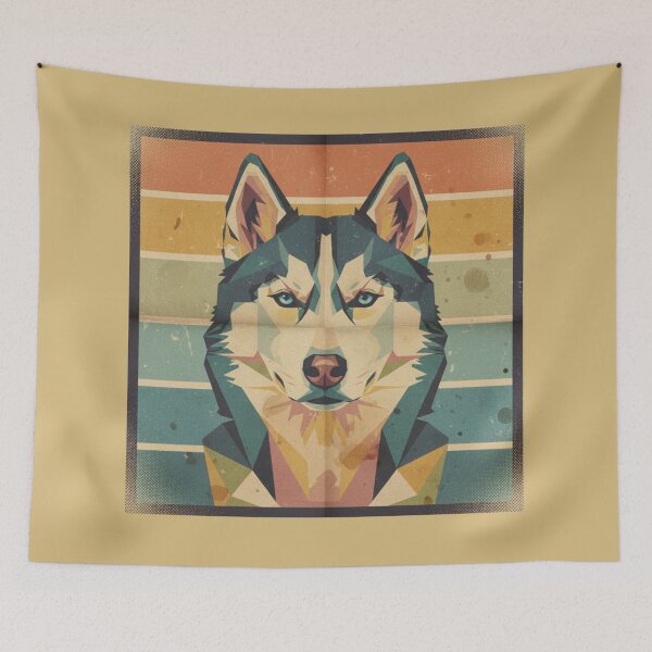Item preview, Husky Siberiano Geométrico Retrato Pop Art Retro designed and sold by bsbd-action.