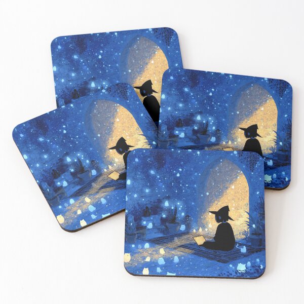 Item preview, Moonlit Study with Ghost Cats designed and sold by ArgentoArt.