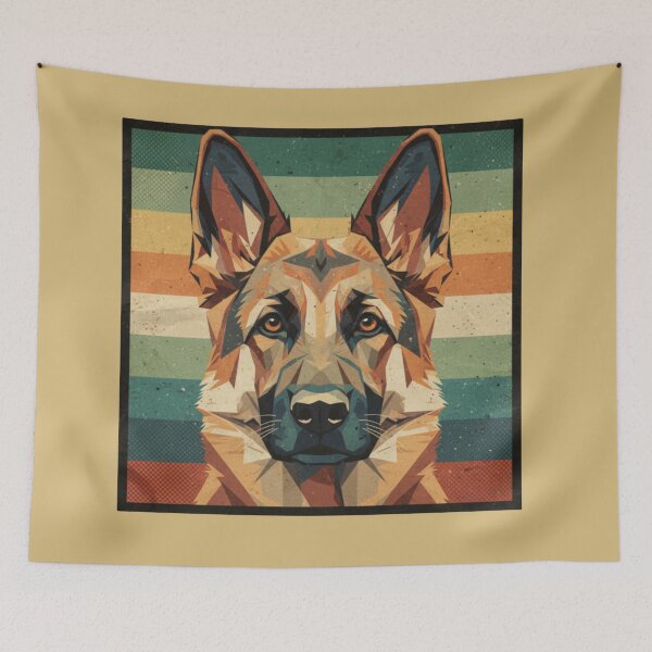 Item preview, Pastor Alemán Leal Low Poly Arte Retro Vintage designed and sold by bsbd-action.