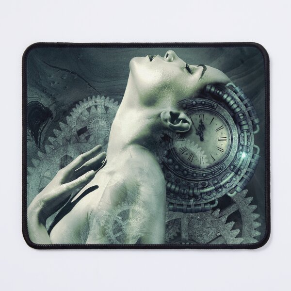 Item preview, Melancholy Steampunk Muse - Clockwork Woman Art in Grayscale designed and sold by Gothic Fantasy.