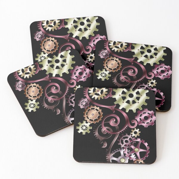 Item preview, Elegant Colorful Steampunk Clockwork and Filigree Art on Black designed and sold by Gothic Fantasy.