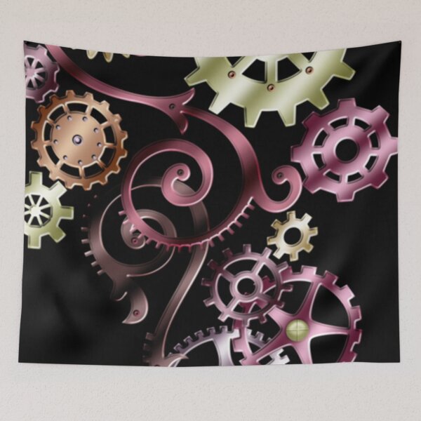 Item preview, Elegant Colorful Steampunk Clockwork and Filigree Art on Black designed and sold by Gothic Fantasy.