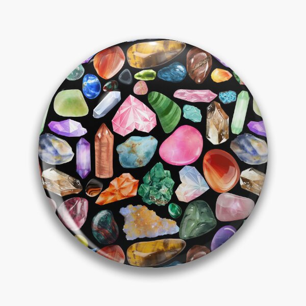 Item preview, Crystals & Gemstones Pattern Black — Magical Crystal Lover Repeating Design designed and sold by StudioSamanthaa.