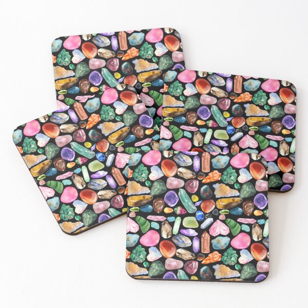Item preview, Crystals & Gemstones Pattern Black — Magical Crystal Lover Repeating Design designed and sold by StudioSamanthaa.