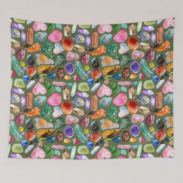 Item preview, Crystals & Gemstones Pattern Green — Magical Crystal Lover Repeating Design designed and sold by StudioSamanthaa.