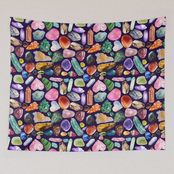 Item preview, Crystals & Gemstones Pattern Dark purple — Magical Crystal Lover Repeating Design designed and sold by StudioSamanthaa.