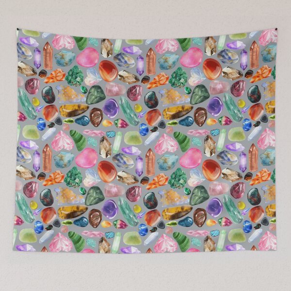 Item preview, Crystals & Gemstones Pattern Cool gray — Magical Crystal Lover Repeating Design designed and sold by StudioSamanthaa.